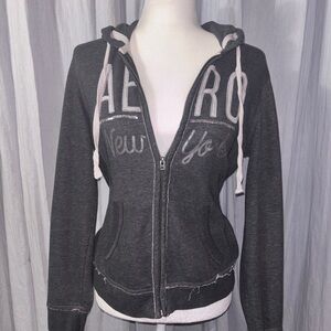Aeropostale Women's Grey Zip-Up Hoodie